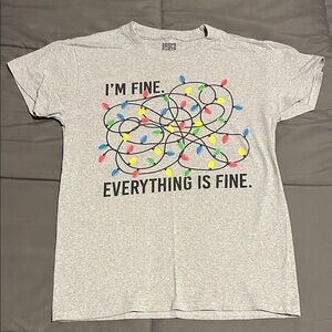 Gray Short Sleeve Tee with Festive Print